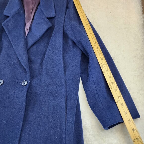 Vintage Central Park Trench Coat Lg Navy Blue Lined Longline Old Money Preppy - Picture 2 of 13
